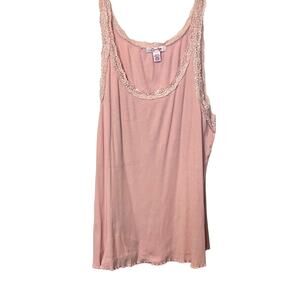 LENA SLEEVELESS ROUND NECK SHELL TOP, WOMENS, 22/24, LACE TRIM, SCALLOPED EDGES